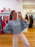 Lizzy blouse blue squares