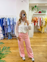 Lace jeans pink