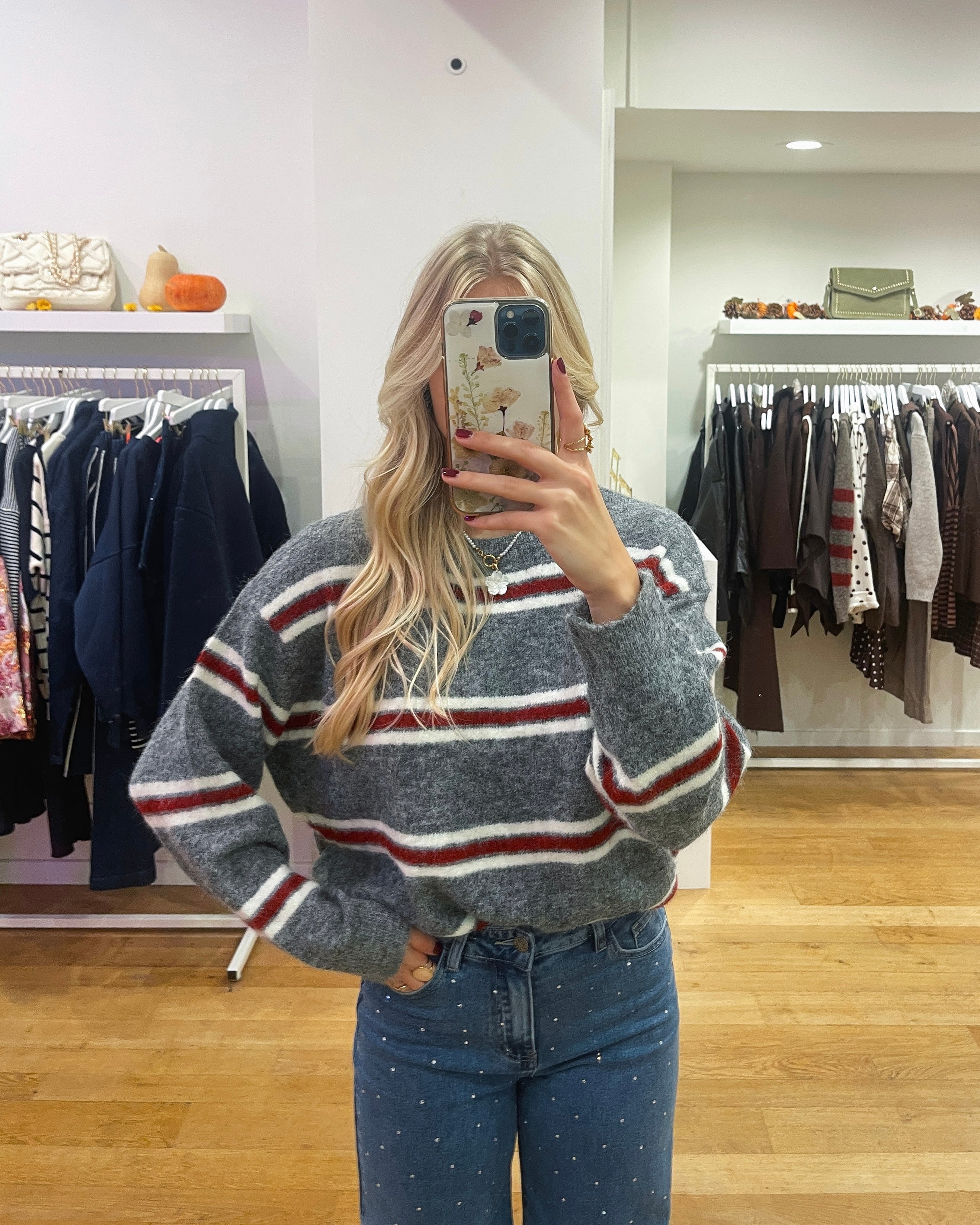 School stripes sweat grey