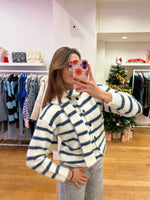 Striped cardigan + scarf