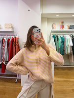 Zipper sweater yellow & pink