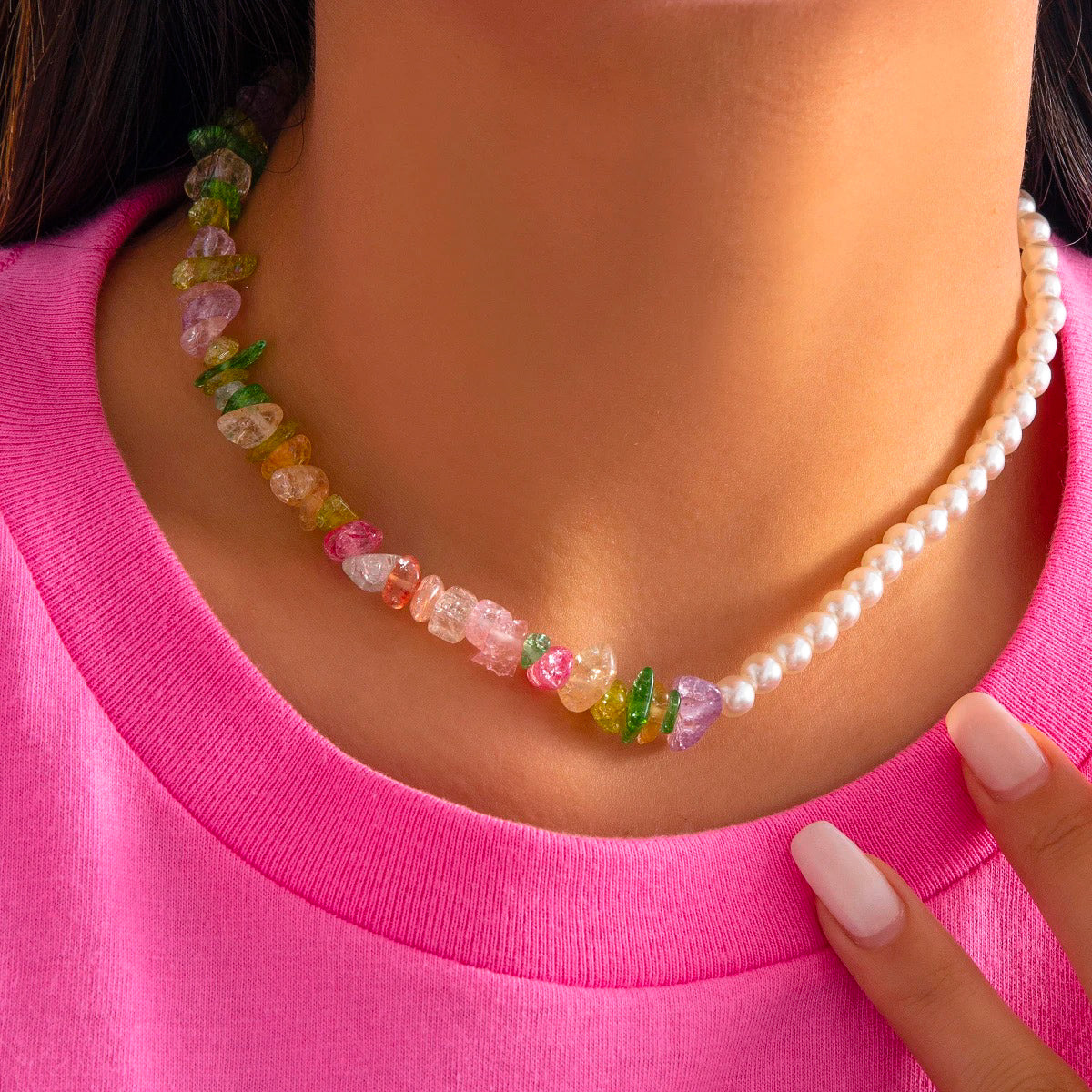 Funky pearl necklace