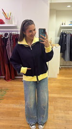 Yello & navy zipper sweat