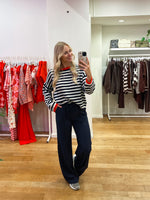 Striped wool sweater navy