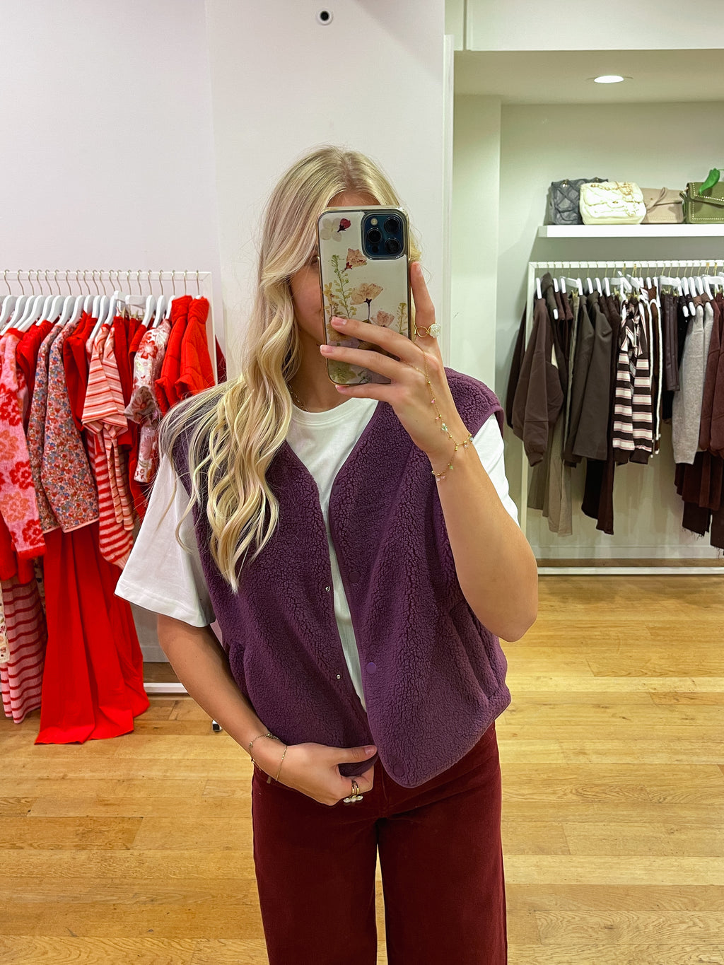 Teddy gilet aubergine