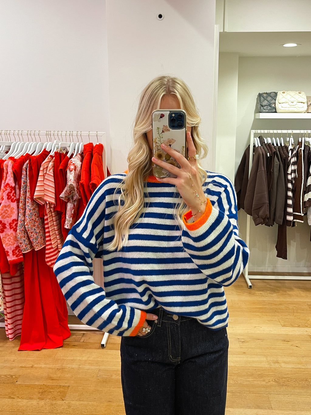 Striped wool sweater kobalt