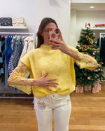 Debardeur navy+ lace top yellow