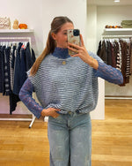 Lace + striped debardeur blue