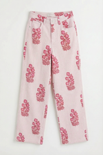 Pink flower & stripes jeans