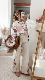 Beige jeans motief