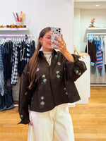 Brown flower beads jacket