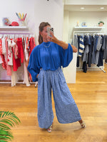 Vichy pants big square kobalt