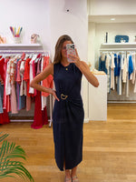 Navy dress golden detail