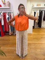 Satin pants flowers