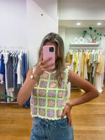 Crochet top lila & green