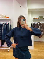 Zipper & white line sweat