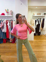 Slim waist tee pink
