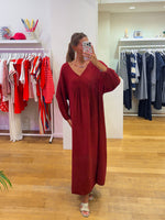 Oversized cotton dress bordeaux