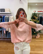 Debardeur navy+ lace top baby pink