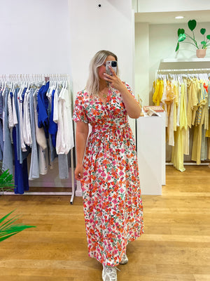 Red flower dress
