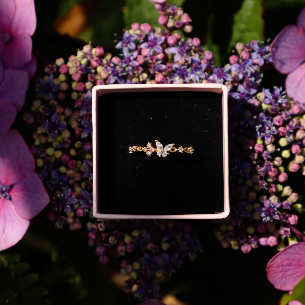 Champagne butterfly ring