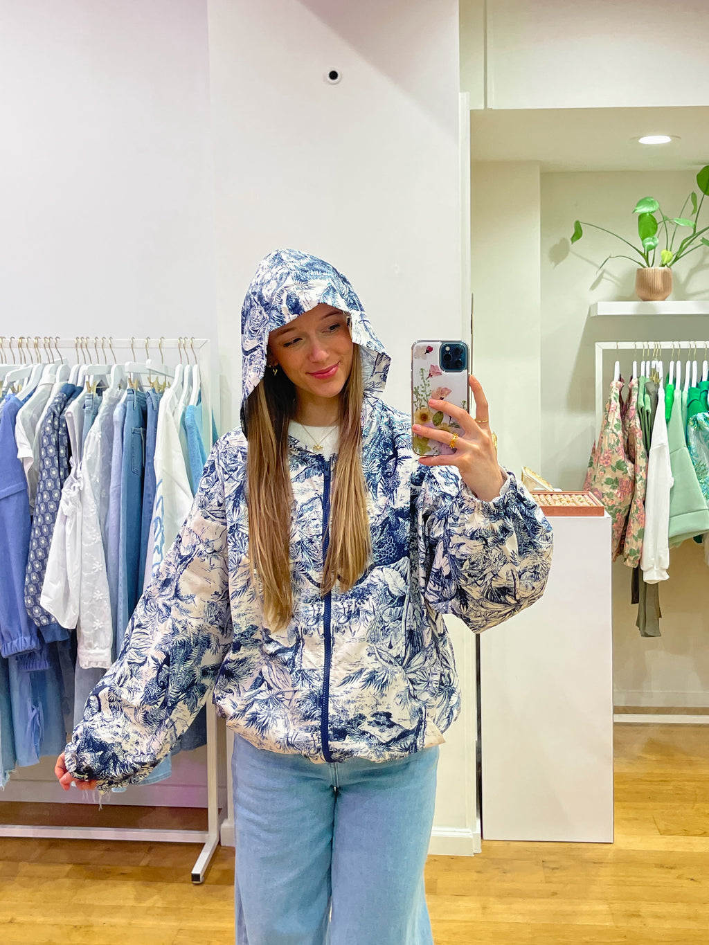 Rain jacket blue print