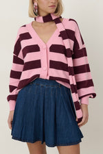 Cardigan + scarf pink