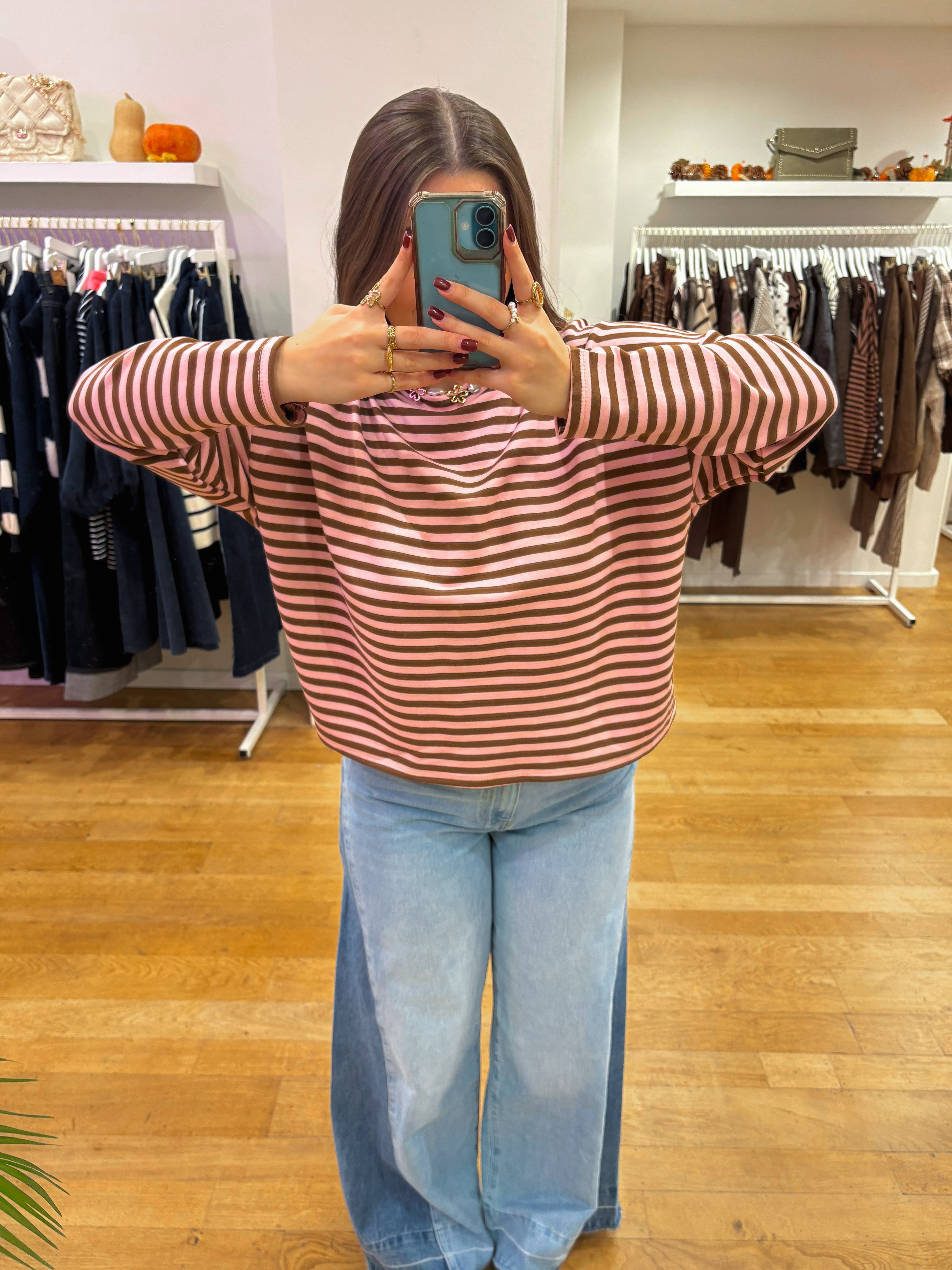 Longsleeve brown/rose