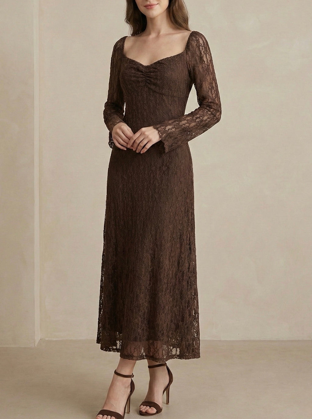 Lace dress brown