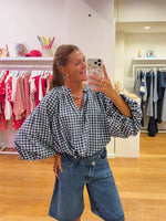 Vichy blouse navy