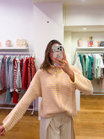 Zipper sweater yellow & pink