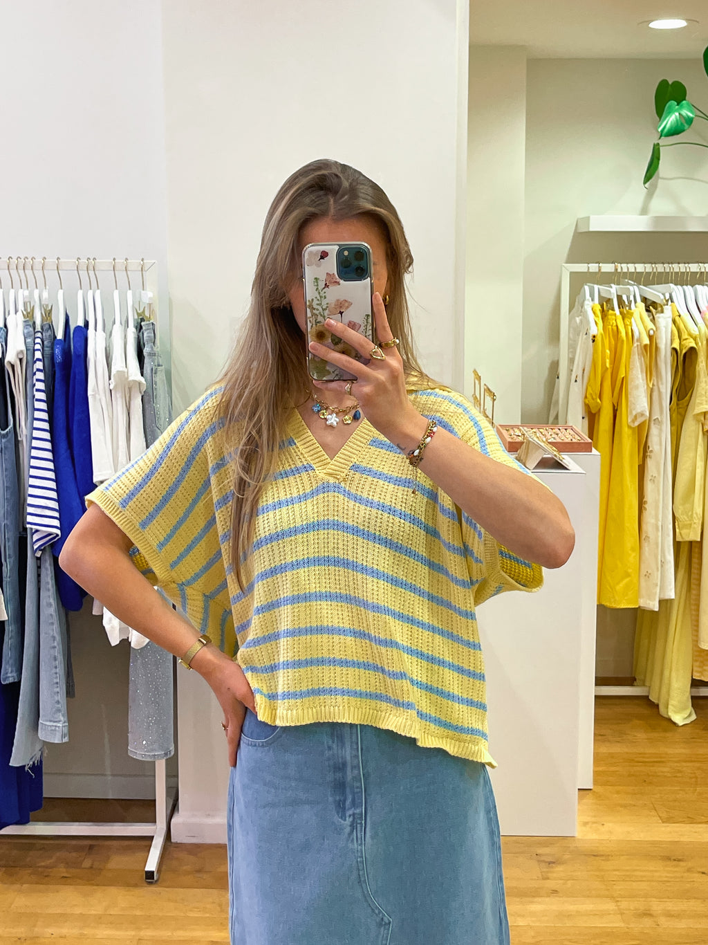 Striped top yellow/blue