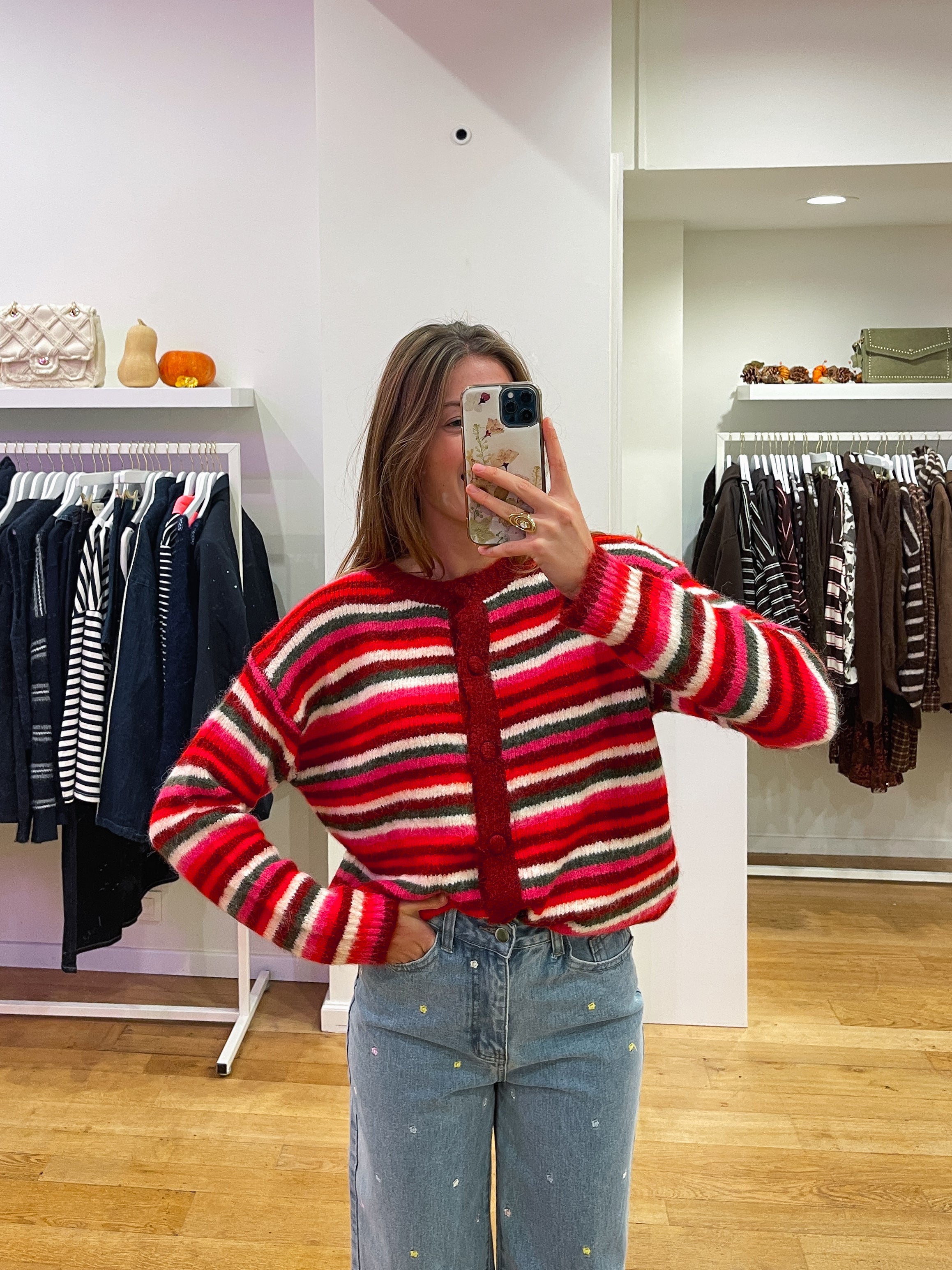 Cardigan stripes red