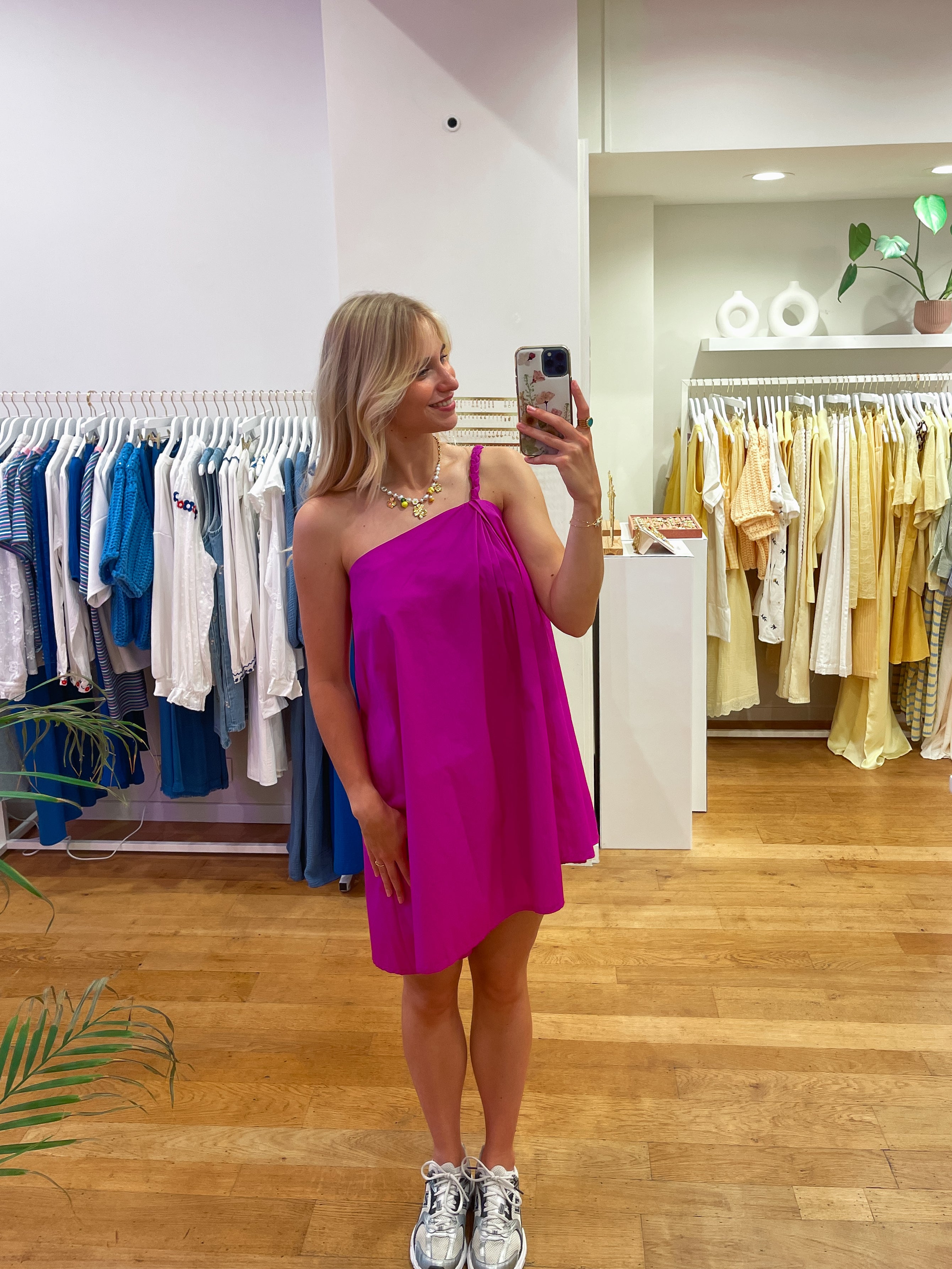 Mauve one shoulder dress