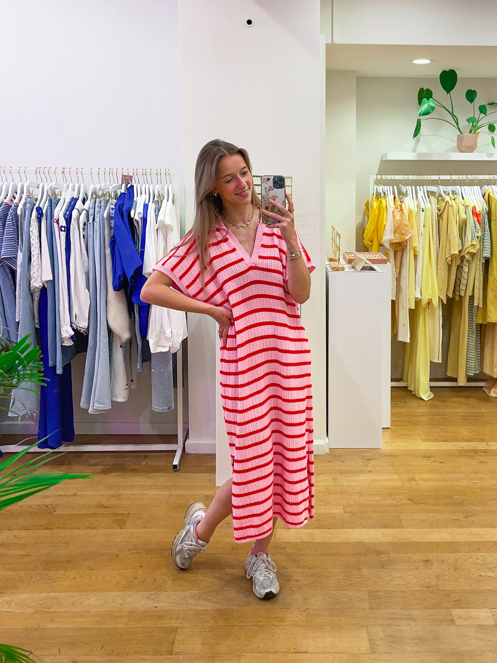Striped dress red/pink
