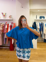 Balloon tee kobalt blauw