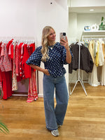 Polka dot blouse navy