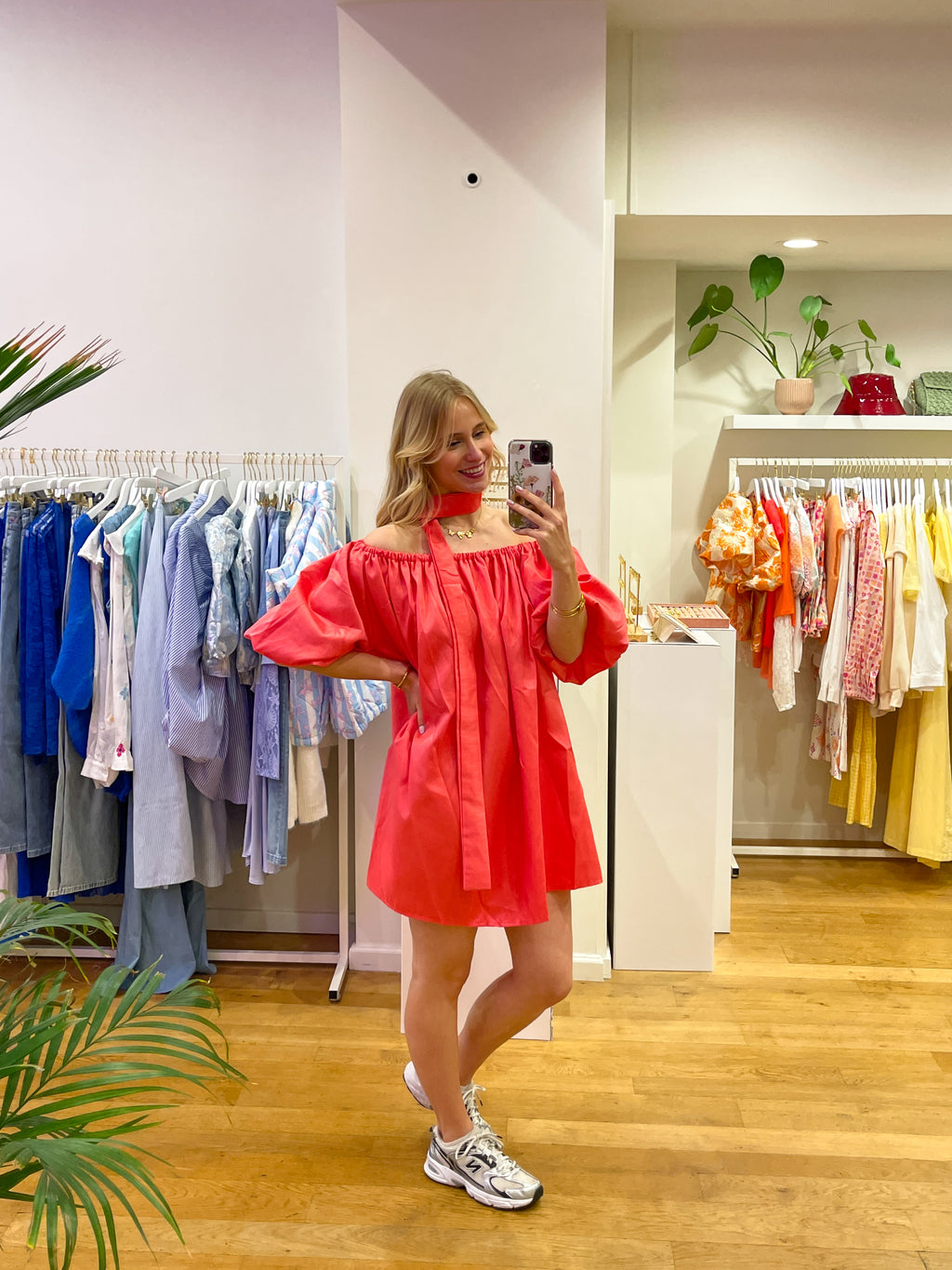 Coral lily dress