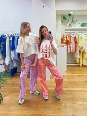 Cotton pants pink stripes