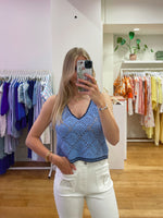 Crochet navy & light blue