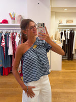 Vichy top navy