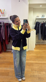 Yello & navy zipper sweat