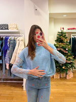 Debardeur navy+ lace top baby blue
