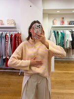 Zipper sweater yellow & pink