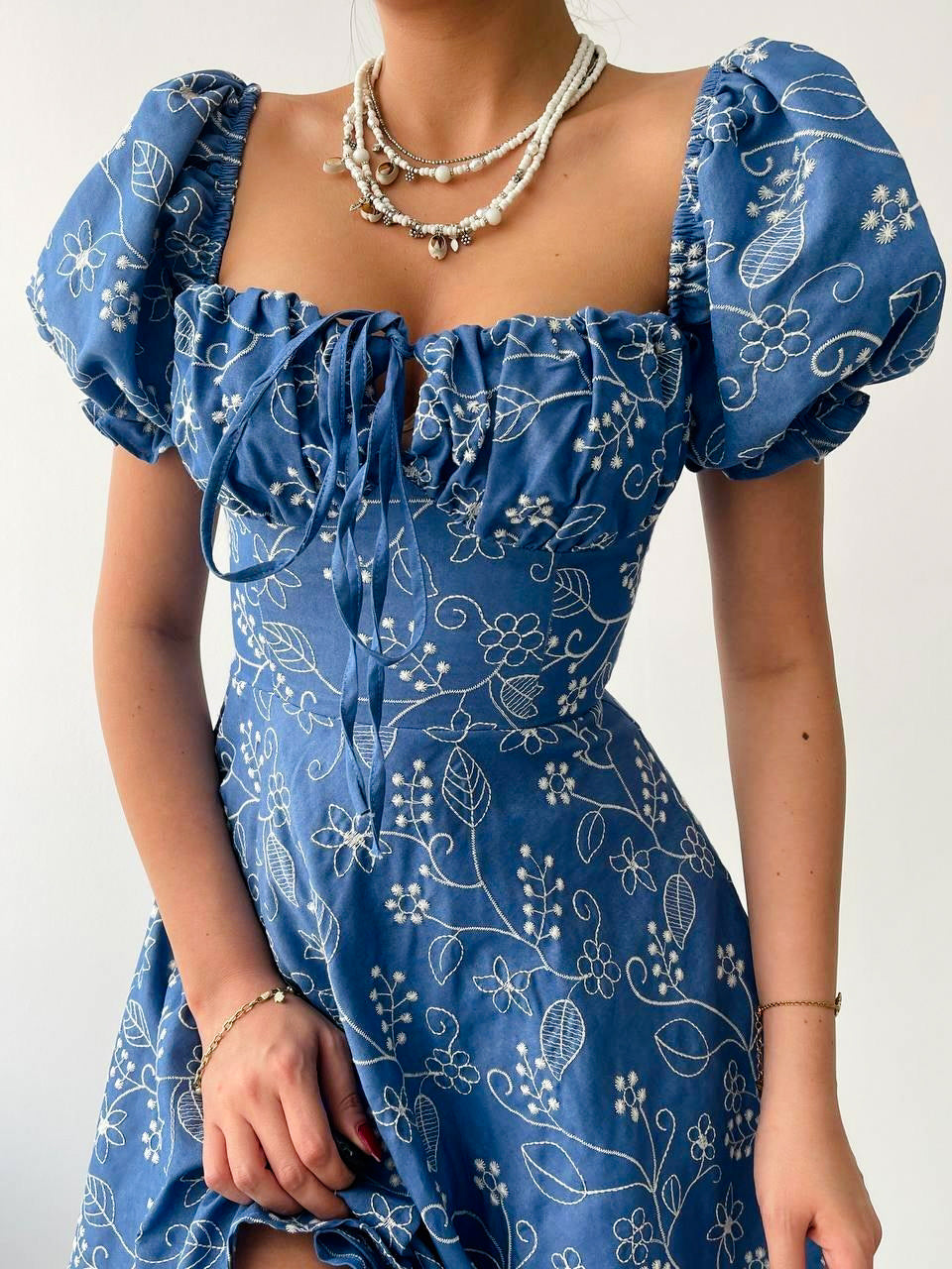 Blue embroidery dress pre-order