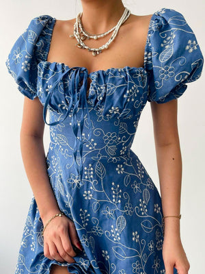 Blue embroidery dress pre-order