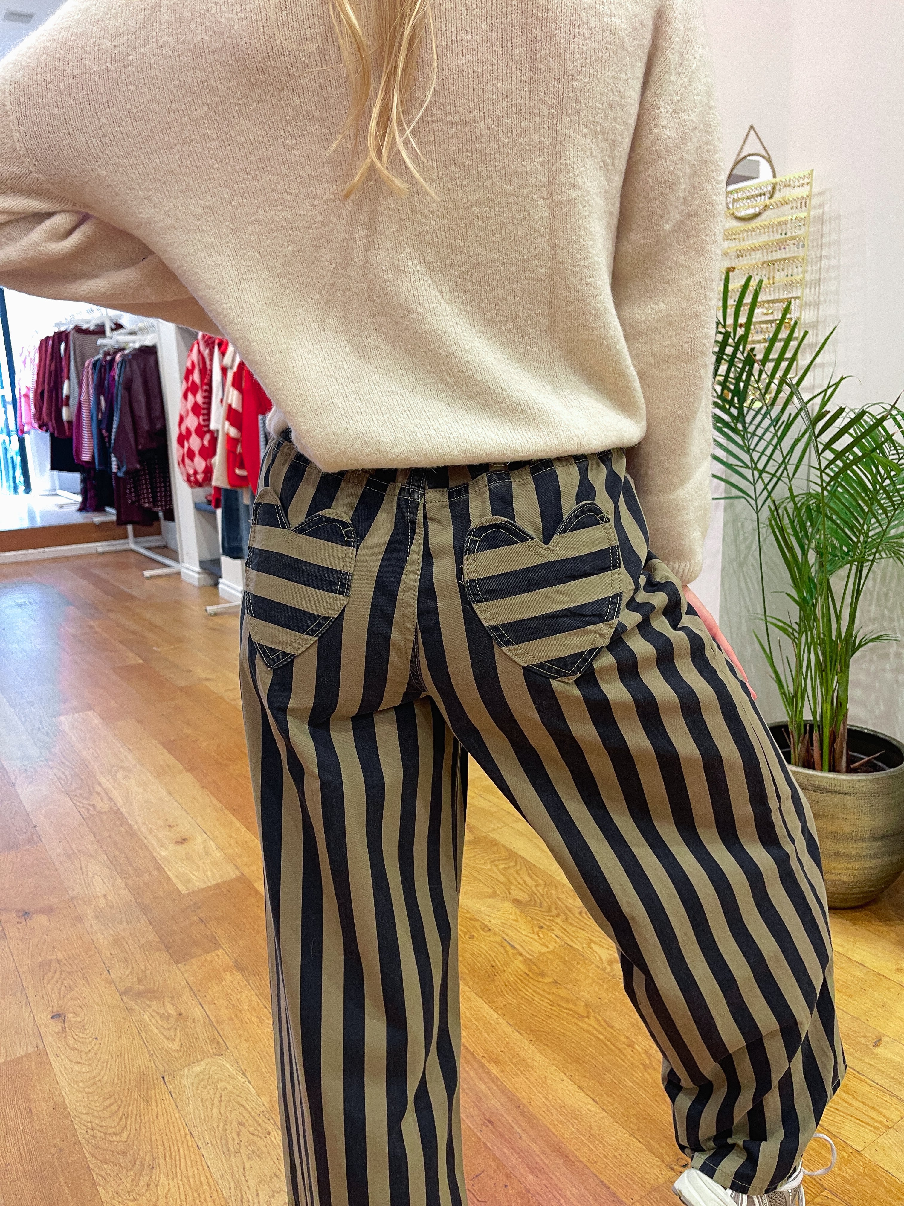 Striped jeans kaki