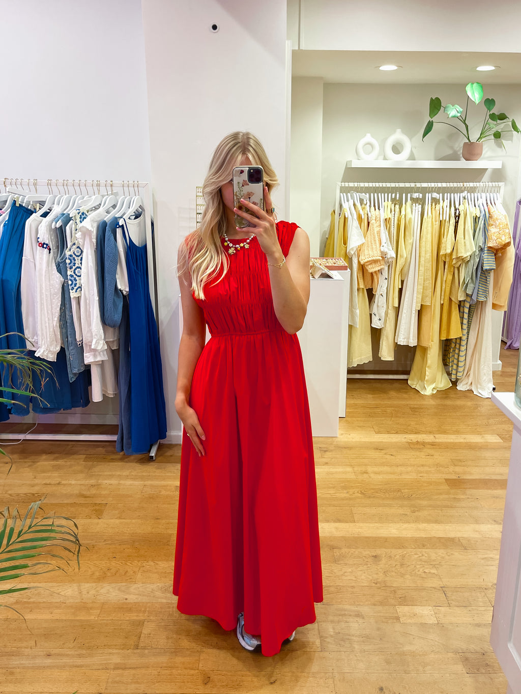 Red cotton dress