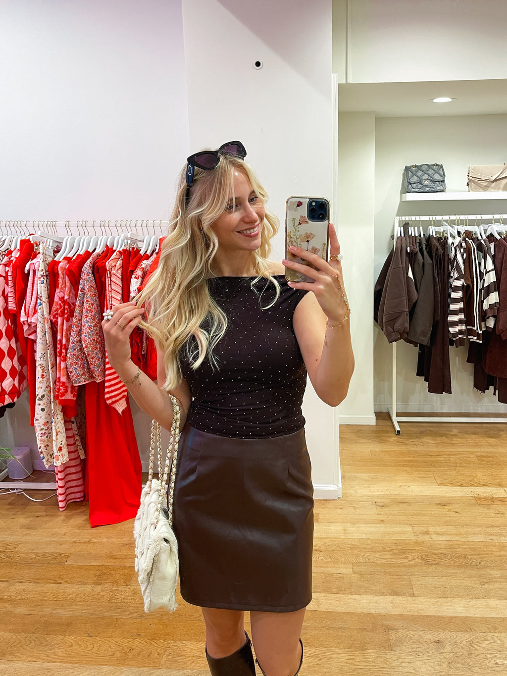 Brown glitter top