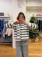 Striped cardigan + scarf